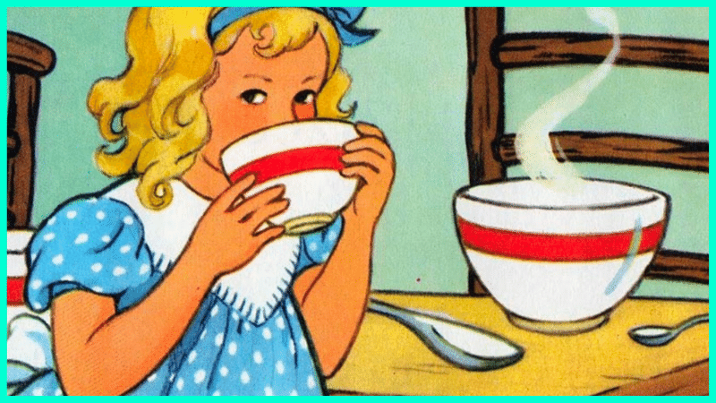 Goldlöckchen trinken Suppe