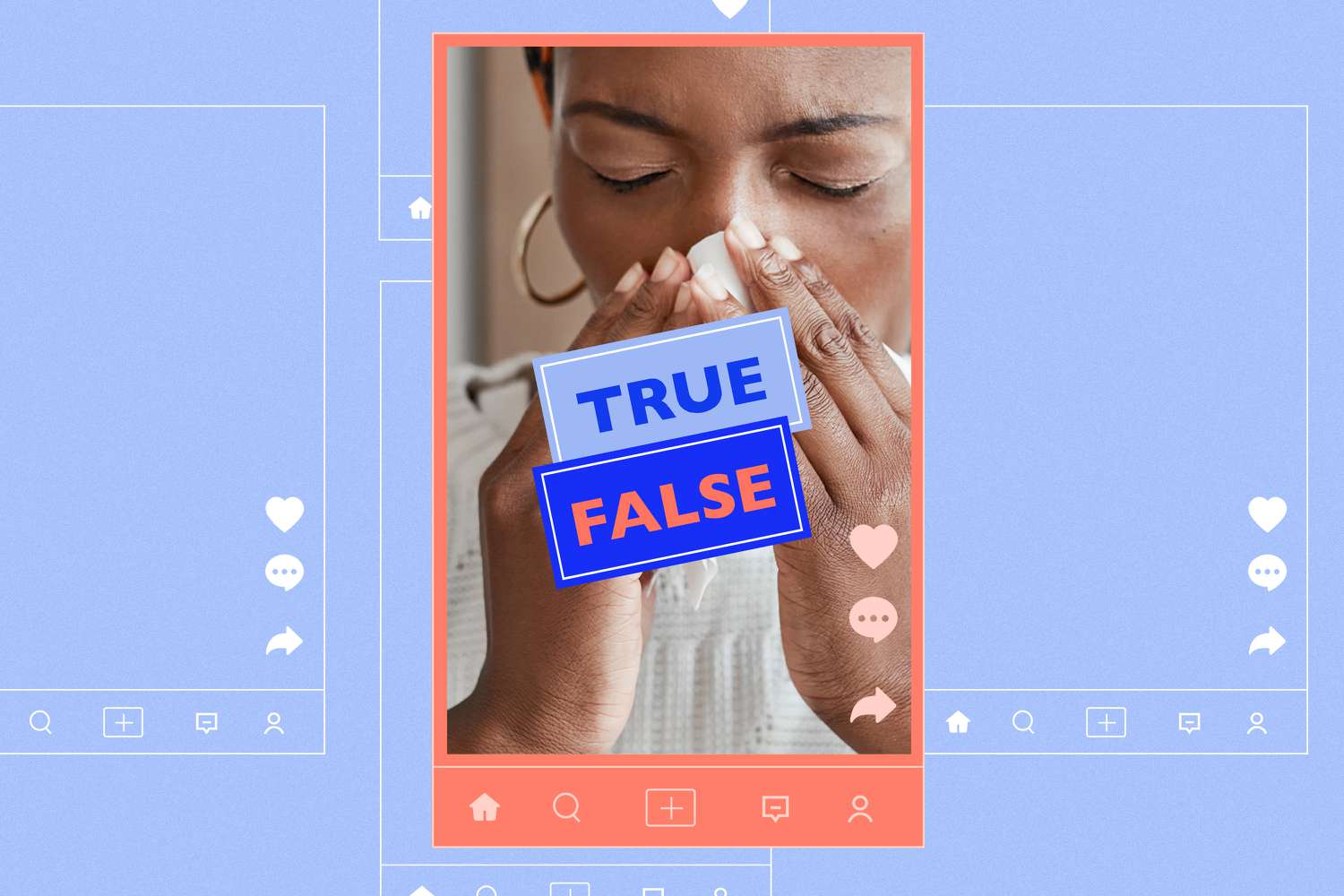 Frau bläst ihre Nase in ein Taschentuch